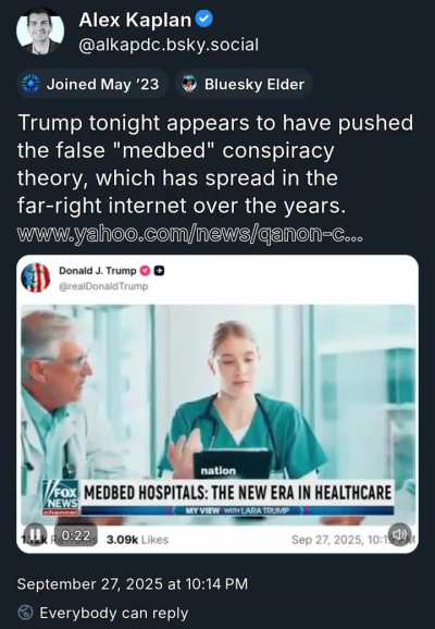The President is promoting medbeds, a conspiracy theory.