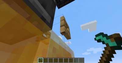 I created manualy controlled elevator which allows you to go up and down and stop it at any height.