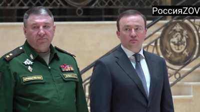 RU POV: Russian Defense Minister Belousov presented the Gold Star medals to Russian soldiers who distinguished themselves during the special military operation. They also received personalized firearms.