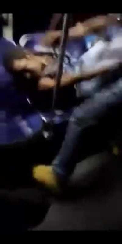 two guys get into a fight and one of them get's completely overpowered. beating turns very excessive with multiple head stomps.