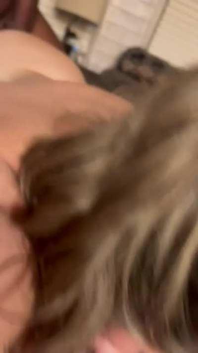 I sucked my husbands cock while getting fucked from behind!