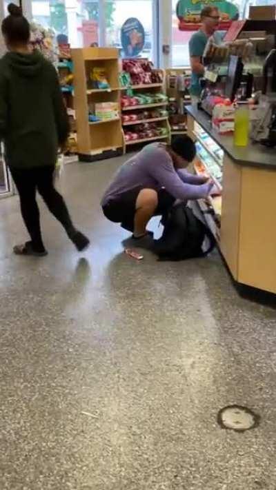 Dude wiping out the Wawa candy supply