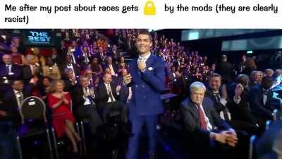 Cristiano Ronaldo getting a award