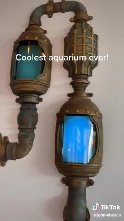 This aquarium allows children to actually watch fishes they draw swimming