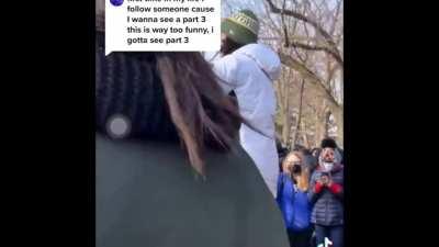 Girl at protest thinks MLK ended slavery