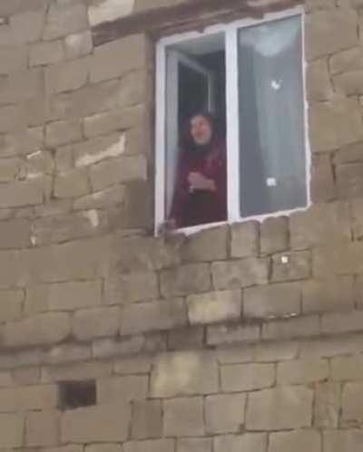 Babushkas calling their friend to come play. Wish me and the boys would still have so much positivity at that age.