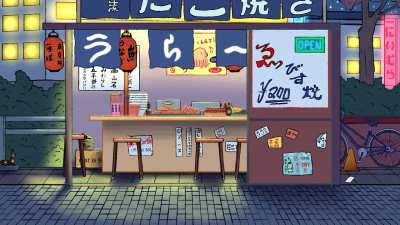 Japanese Food Stall (WIP Animation) - I'm adding some characters into it later, so I'll be updating this later. I just love the chill vibe of some street food.