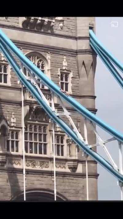 What could go wrong sunbathing on iconic British bridge.