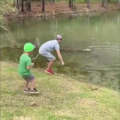 This kid has a future in fishing.