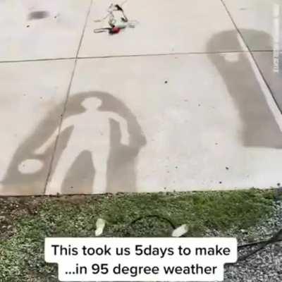 Stop motion animation made on a sidewalk