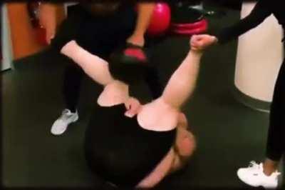 Stupid Fat Fuck Gets His Nads Smacked With A 15kg Weight For An Eternity