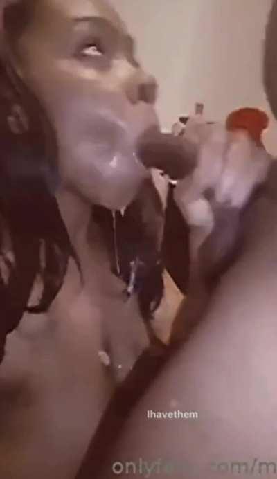 Emptying a load on her titties