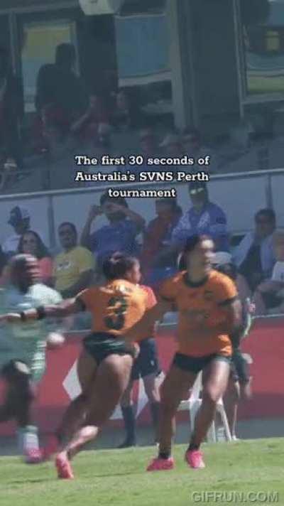 Rugby player getting a public wedgie