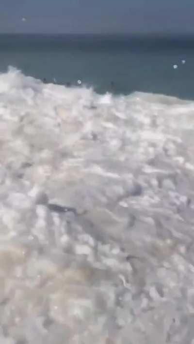 After a week of heavy rain, the waves have tripled in size on Rio's beaches