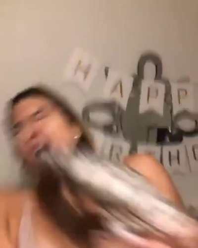 I'm so cool sticking my tongue out at this lizard