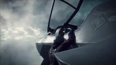 Guy absolutely obliterates opposing force then rides off in style