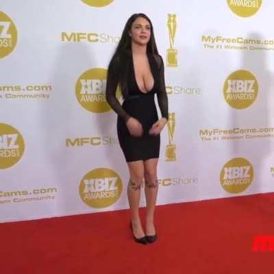 Gabbie in a black dress on the red carpet