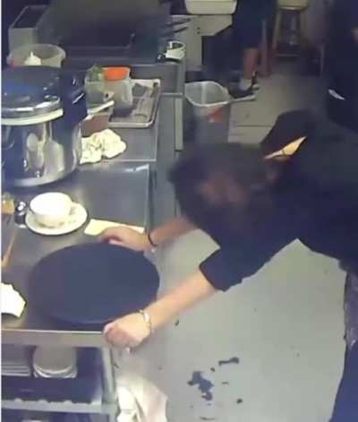 Waitress dropping food