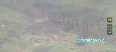 Russian T-54/55 VBIED hits a mine and is finished off by a Ukrainian RPG