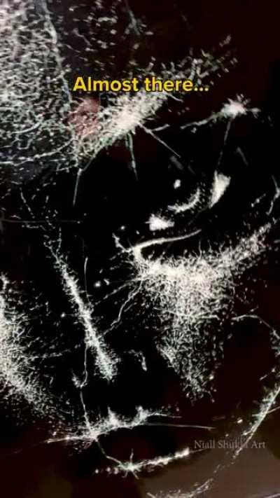 My largest portrait made by cracking glass! Interested in your thoughts. (Details in the comments).