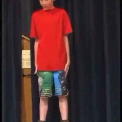Chad kid bravely sings solo in front of the whole school