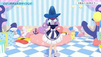 Aqua trying to hide her onion head