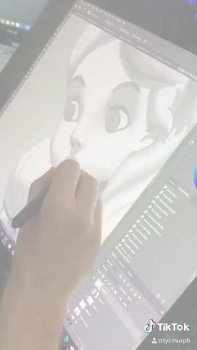 Painting over Disney characters to make them look 3D