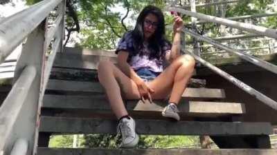 Fingering myself in public 🖤