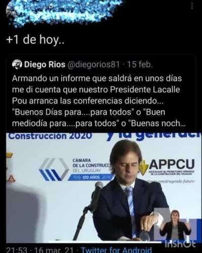 No sabía que el presidente Lacalle tenía este hábito, que según parece, repitió en la conferencia de prensa de hoy