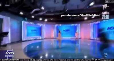 Naked man attacks newscaster with brick
