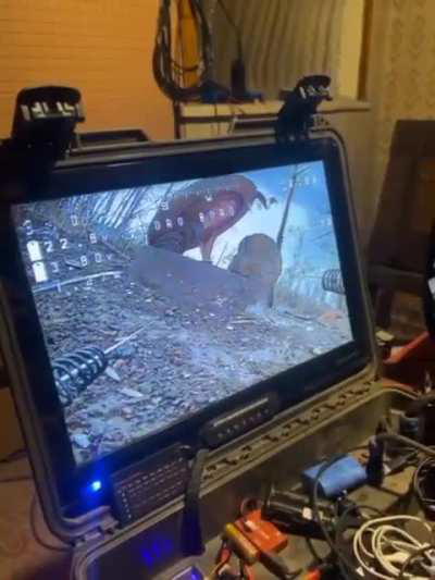 Russian soldier might have thought has well-hidded from a Ukrainian drone but didn't know a drone was there and was just waing for someone to show up