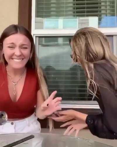 Too close to the girl manipulating that beer