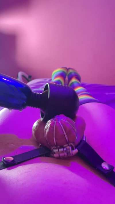 Squirting through my chastity cage like a good girl~💦