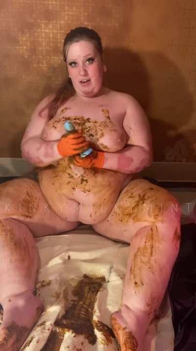 My new 40 minute shit smearing video is available for $8 😏   diarrhea, JOI, full body smearing, lots of talking, rubbing shit on my pussy and cumming with it on my clit