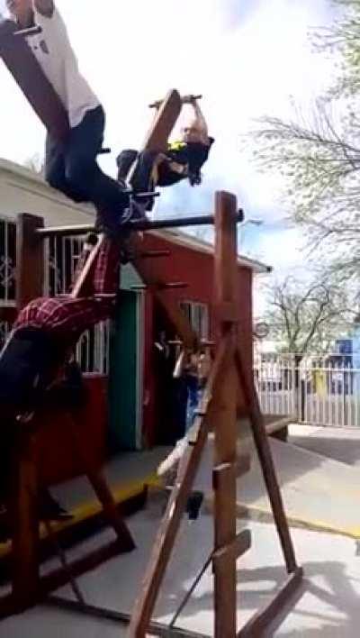 kids on a playground ride