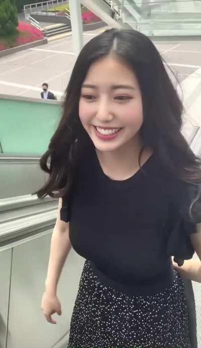 Pretty escalator girl
