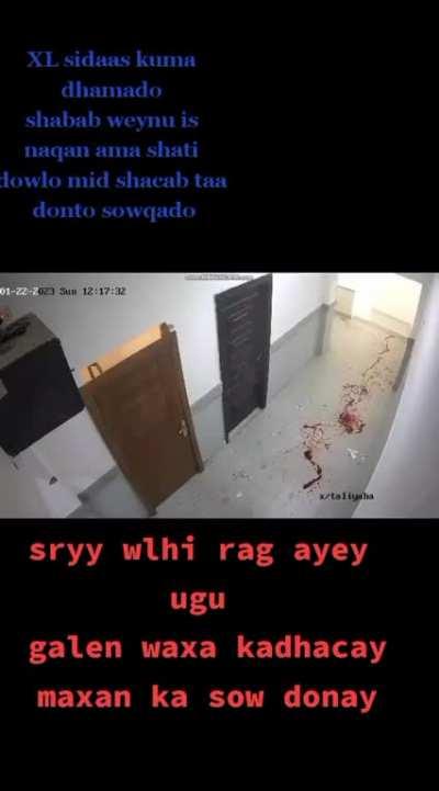 Face to face combat, Al shabab vs civilians in a building in Somalia a couple days ago when they tried to storm a building housing injured Somali troops.