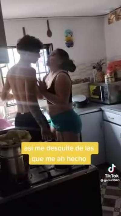 Mom teasing playful Son