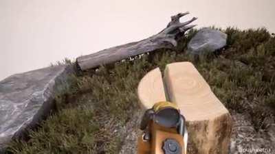 I built a chainsaw carving simulator in VR. Waddya think?