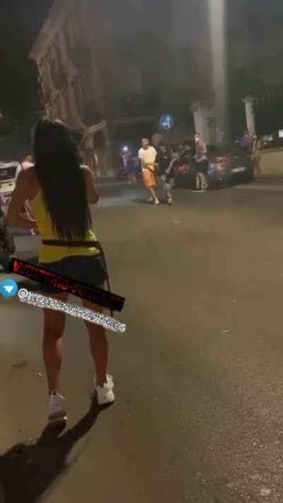 People celebrating the semi-final in Italy.