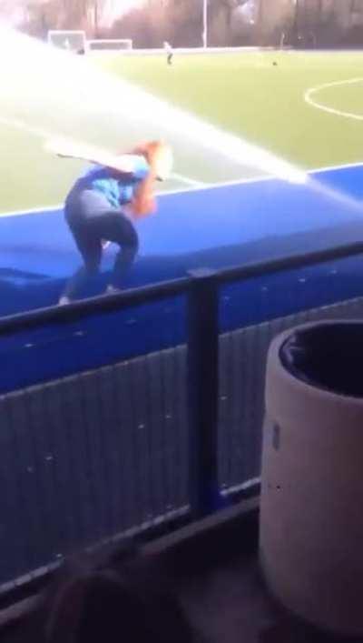 It was a mistake to walk past the water jet