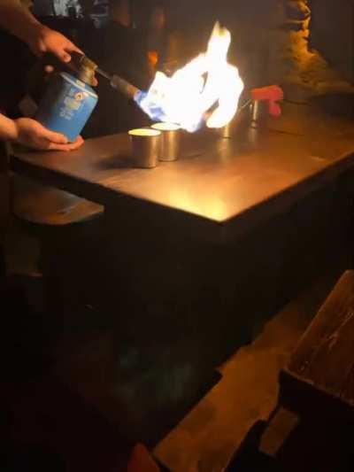 In Lvivska Kopalnya Kavy Coffee Mine they serve only one type of coffee but a very special way of making a cup of coffee literally, putting it under fire