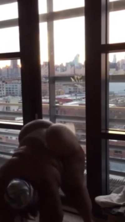Bbw ebony twerking her phat ass in a window