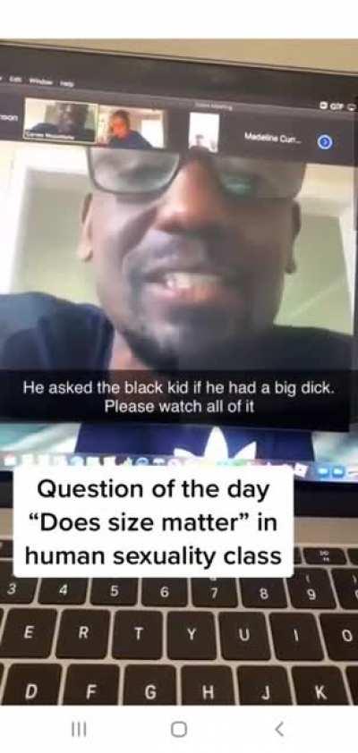 Professor asks students if dick size matters