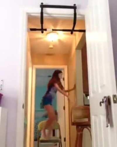 Trying to fly to the bar. I feel she probably would have fell anyways. Praying she didn’t hit her head too hard…