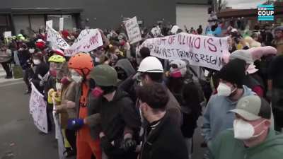 Peaceful, unarmed Chicago citizens in costume, holding signs denouncing government corruption and the illegal ICE occupation, are met with militarized repression