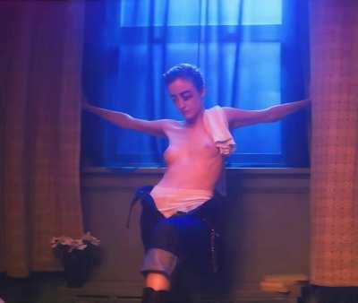 Andrea Riseborough (Mandy, Oblivion) new topless scene in Please Baby Please - zoom, 60FPS