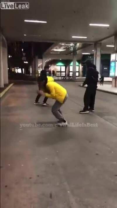 Guy tries to copy a Jackie Chan move