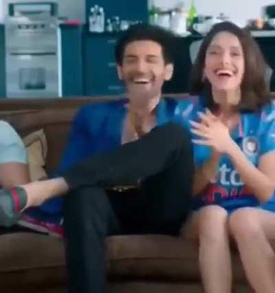 Dhanashree and Chahal watching Iyer bat