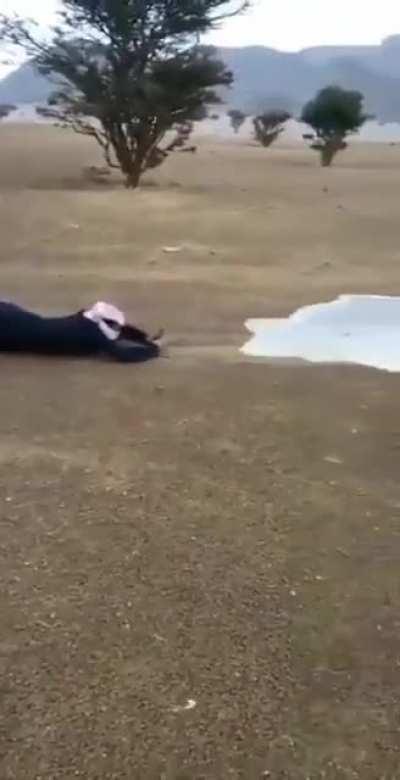 Flowing water is rare in desert, it needs to be filmed carefully and professionaly